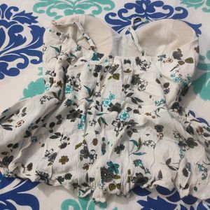 Women Padded Cute White Floral Top