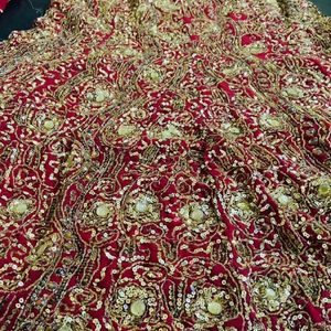 Red & Gold Fishcut Lehenga