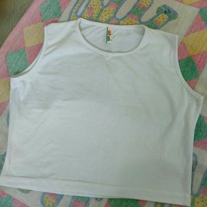 Casual Sleeveless Solid Women White Top