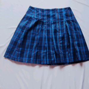 Blue Mini Check Skirt