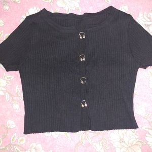 Black Slim Fit Crop Top