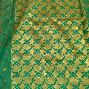 New Dark Green Golden Border Soft Saree