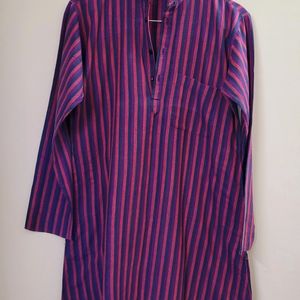 Khadi Hand Woven Striped Kurta