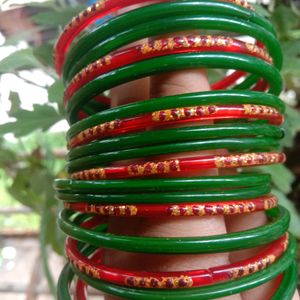 Green And Red Combination Bangles