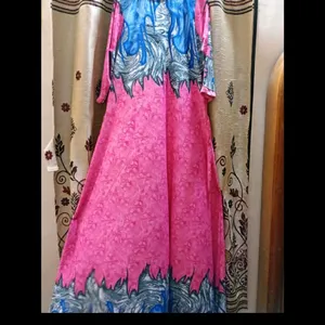 Beautiful Blue And Pink Designer Maxi Kurti