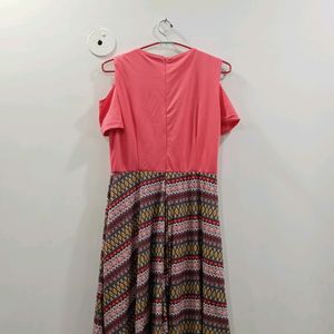 Pink Printed Midi Dress