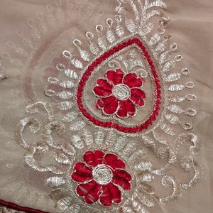 Beautiful Red And Golden Saree With Blouse Piece