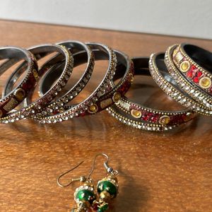 Combo Bangles With Ear Rings Matching