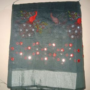 Embroidery Cotton Saree