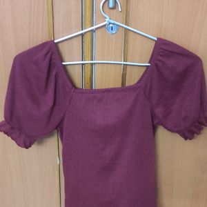 Maroon Ribbed Top