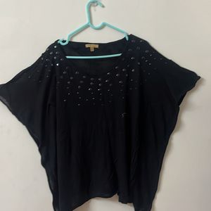 Black CODE butterfly Top With Sequins