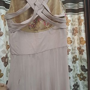 Lycra Gown With Pant And Dupatta- Mauve Color