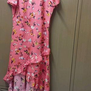 Pink Floral Smart Cut Dress