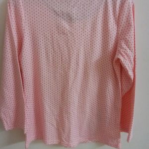 Polka Dot Design Pyjama Top With Embroidery Desig