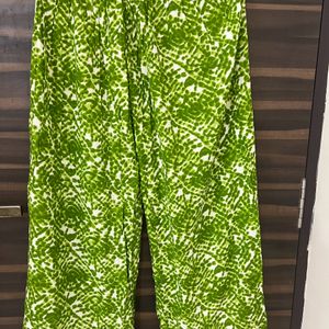 Printed Green Summer Cotton Pants