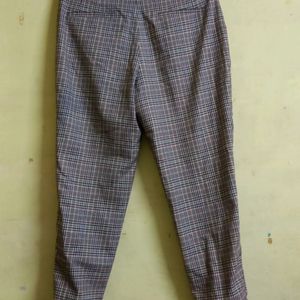 TRENDING BROWN CHECKERED CLASSIC FORMAL PANTS