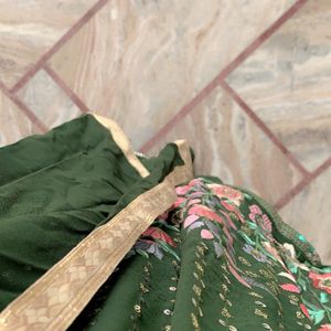 Green Colour Embroidery Sharara Suit