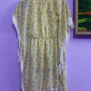 Stunning Yellow Kaftan Dress W Flower Print 4Girls