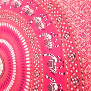 Jaipuri Red Designed King Size Bed Sheet