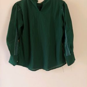 Green Full Balloon Sleeves Top