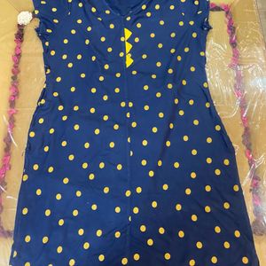 Blue And Yellow Short Kurta