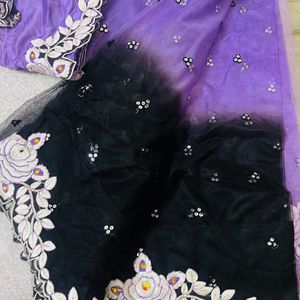 Back And Purple Saree