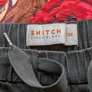 Snitch Linen Shorts (W32) Black + Brown