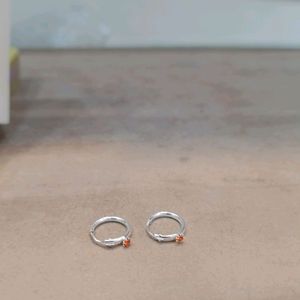 Diamond Pure Silver Bali For Ear Stud (Pair)