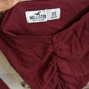 Hollister Ribbed  Board Boat Neck Top