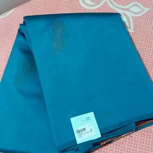 Teal Blue Color Saree With Magantha Pallu