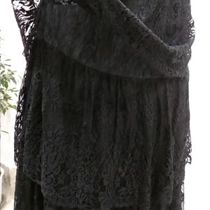 Jet Black Lace Layered Skirt