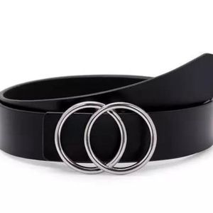 Women Stylish Black Belt With Silver Buckle