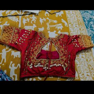 Combo  Maggam Full Work Blouses(Red And Pink)