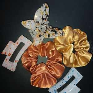 2 Clips 1 Butterfly Clip  "2" Scrunchies