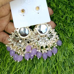 Kundan Purple Colour Earring