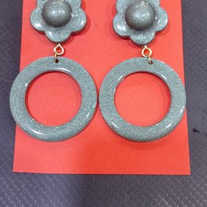 Grey Resin Earrings