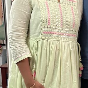 Festive Light Green Ethnic Dress