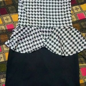 mini length black and white formal dress