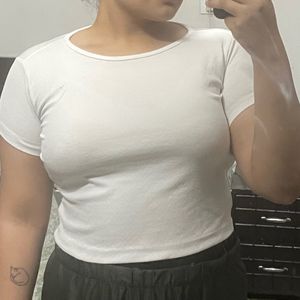 White Crop Top/ Baby Tee