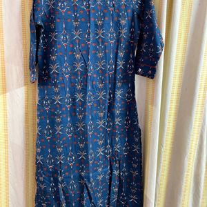 Blue and Red Kurti with Mirror work