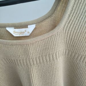 Berrylush Beige Scooped Neck Sweater