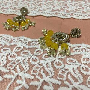 Yellow Kundan Earring