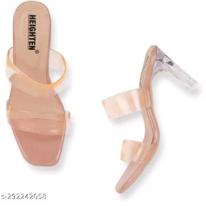 Women Stylish Pink Block Heel Transparent