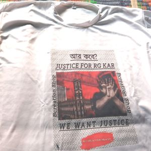 Men Regular Fit White Tshirt Justice For RG KAR