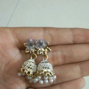 Beautiful White Colour Jhumkas