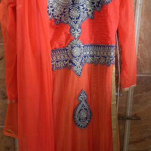 Orange Kurti And Dupatta