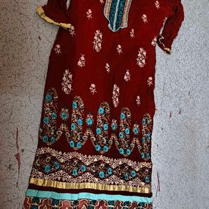 Maroon Sky Blue Kurta