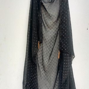 Black Georgette Wearable Scarf