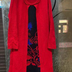 Red Warn Double Layered Kurta