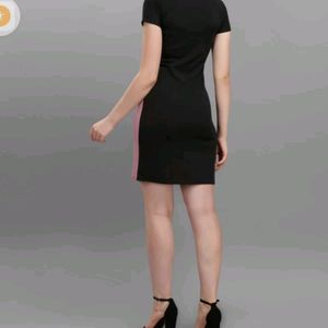 Women Bodycon Pink Black Dress